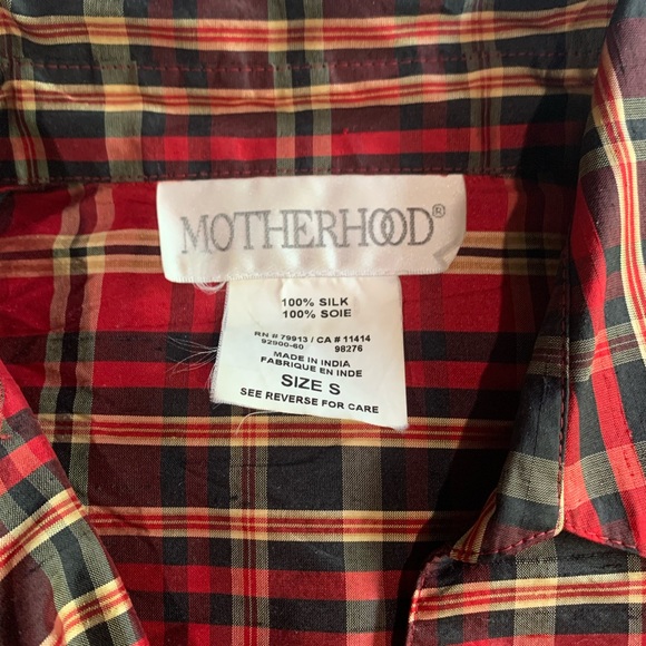 Motherhood 100% silk Button up Plaid Maternity Top - Picture 4 of 6